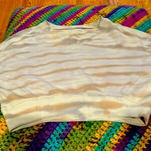 Aeropostale SMALL Cream and Tan Striped Cropped Sweatshirt EUC-like new